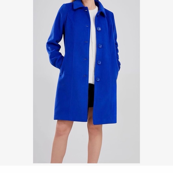 Elegant Blue Women's Coat - Picture 4 of 5